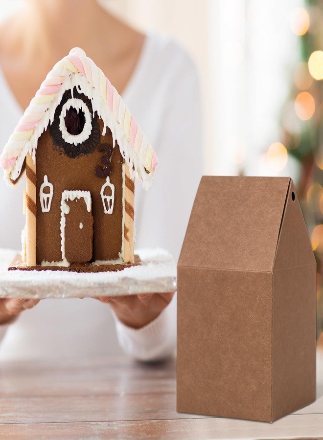 80UncleKimby 50Pcs Christmas Gingerbread House Kit Soft Mocha Cardboard House-Shaped Cookie Gift Boxes with Ropes for DIY Crafts, Holiday Party Favors & Bulk Supplies - Image 5